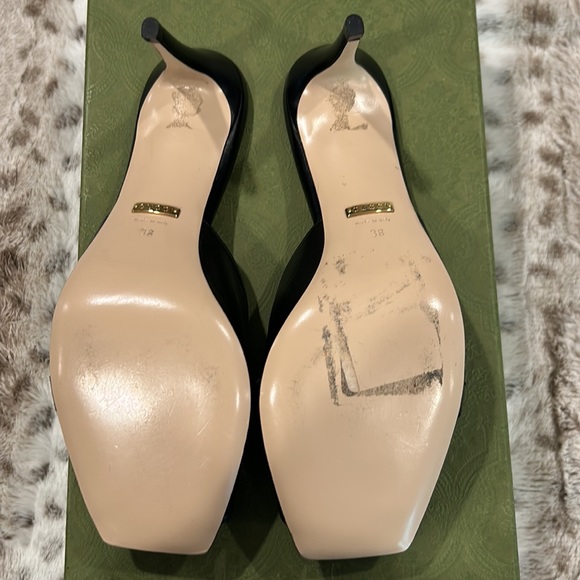 Gucci black leather with gold chain mules. Authentic - Picture 3 of 6